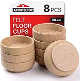 X-Protector Felt Floor Cups Ø60mm 8 pcs – Furniture Felt Castors for Hardwood