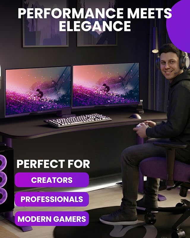 Nova 32" QHD 2560×1440 IPS Gaming Monitor, 180 Hz, 1 ms, FreeSync, HDR, Colunas Integradas – Roxo