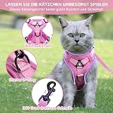 Grantop Cat Harness and Lead Set Adjustable Reflective Light Pink S view 3
