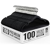 Our Modern Space 100 Pack Velvet Hanger for Shirt Pants Dresses Skirts Suits Jackets - Slim Space Saving Design - Standard Coat Hanger - Sturdy & Durable Design with Shoulder Grooves Hook