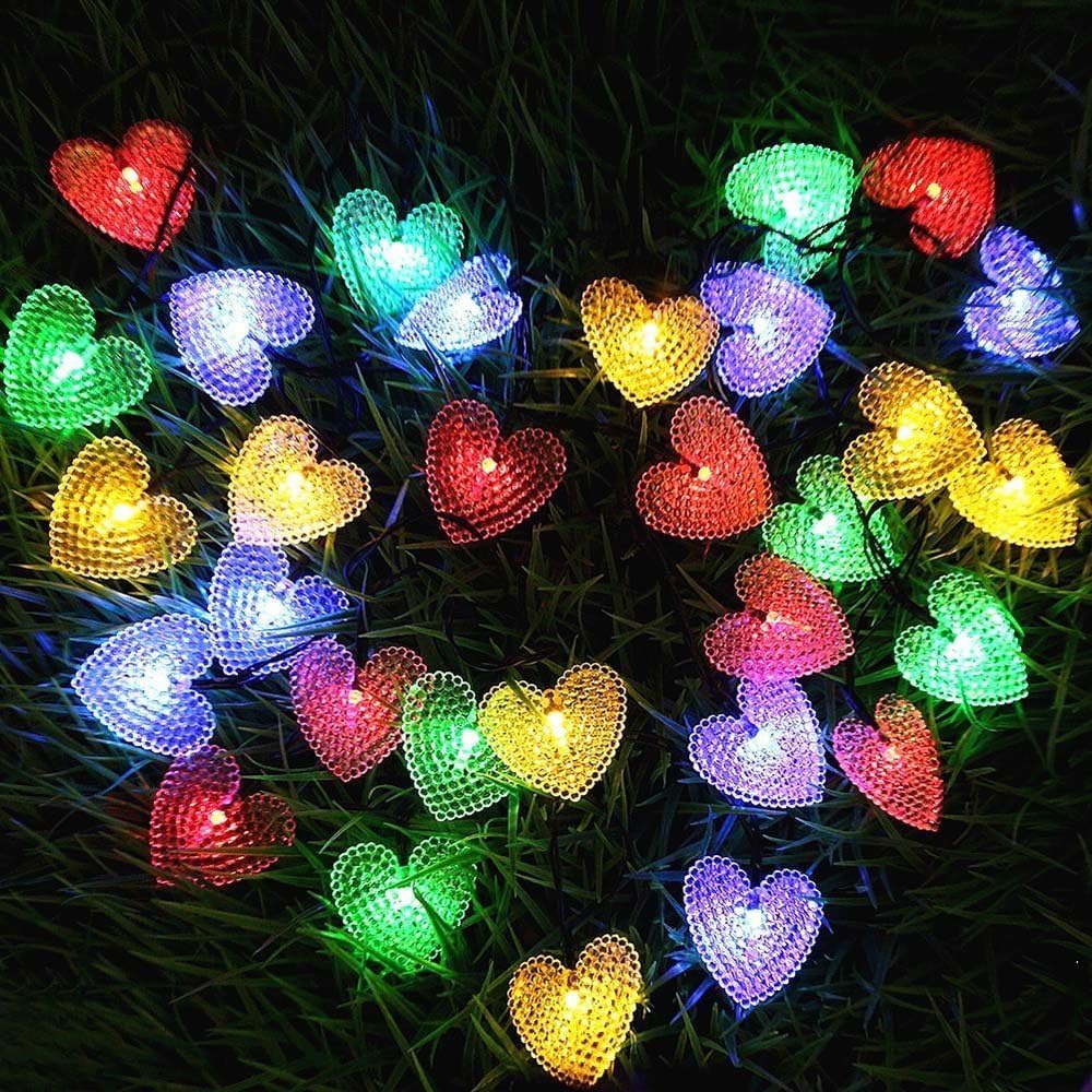 Solar String Lights,KINGCOO 20ft 30LED Love Heart Shape Waterproof Christmas Solar Starry Fairy Decorative Lights with 8 Modes for Halloween Garden Wedding Party Home Patio(Multicolor) - Image 4