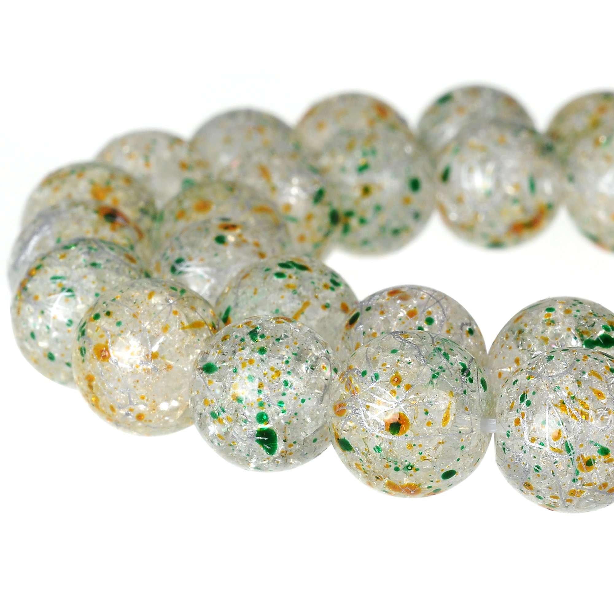 RUBYCA Round Crackle Druk Czech Crystal Pressed Glass Beads for Jewellery Making 6mm Strand (White)