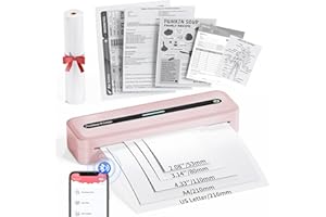 COLORWING M832 Portable Printers Wireless for Travel, 300DPI Mini Compact Inkless Printer, Thermal Bluetooth Printer Compatible with Android and iOS Smartphone & Tablet & Laptop - Pink