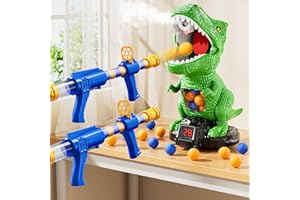 XINNOVEL Movable Dinosaur Shooting for Toys Kids 4-6, Electronic Kids Target Games with 2 Air Pump Guns, LCD Score Record, Sound, 48 Foam Balls, Birthday Gifts for 3 4 5 6 7 8 9 Year Old Boys Girls