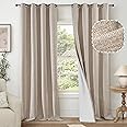 Lajode 100% Blackout Thermisch Linnen Lajode 100% Verduisterende Gordijnen – Beige Linnen Look, Thermisch Geïsoleerd, Geluiddempend, Set Van 2 Panelen (163 Inch Lengte) Voor Slaapkamer & Woonkamer Slaapkamer Gordijnen Donker