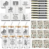 Yetene 32 Pcs Book Lovers Gifts for Women Blind Date with a Book Gift Books Club Gifts Include 16 oz Glass Cup Canvas Makeup Bag Ballpoint Pen Card Reader Bookish Gift for Librarian Coworker