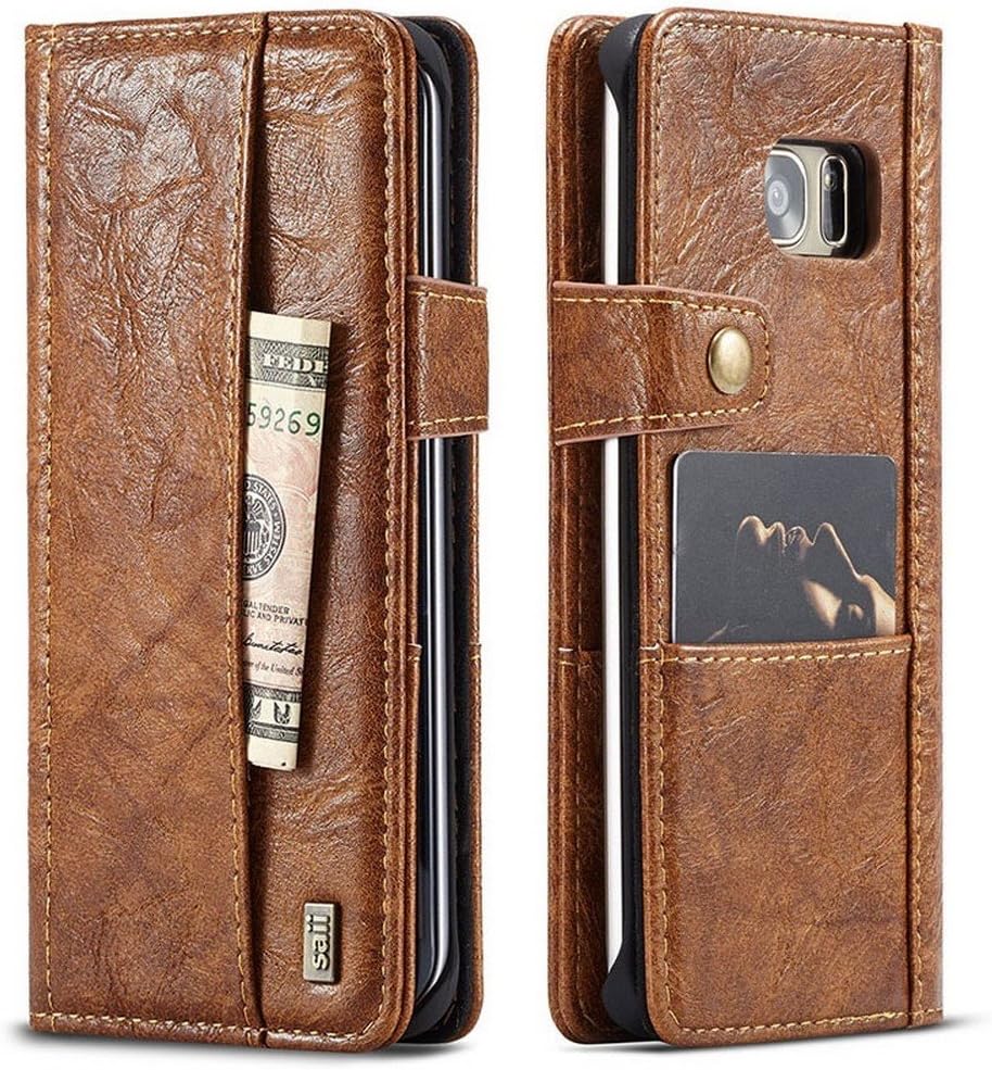 saii Samsung Galaxy S7 Edge Case Protective Flip Cover [Card Holder] Samsung Galaxy S7 Edge Flip Case Cover Multi Slot with Magnetic Snap Closure [Elegant Wallet Design] - Brown