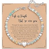 ZOKCC Inspirational Christmas Bracelet Gifts for Women: Healing Natural Stone Bracelet - Thinking of You Get Well Soon Birthday Gifts for Friend Sister Bestie BFF