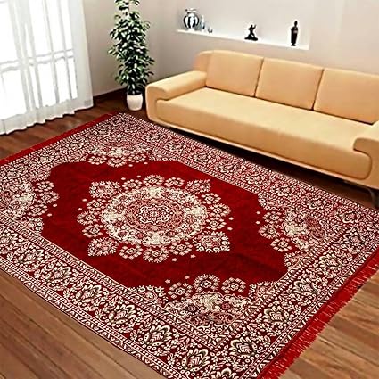 Red Hot Designer Carpet Size- 5 feet X 7 feet