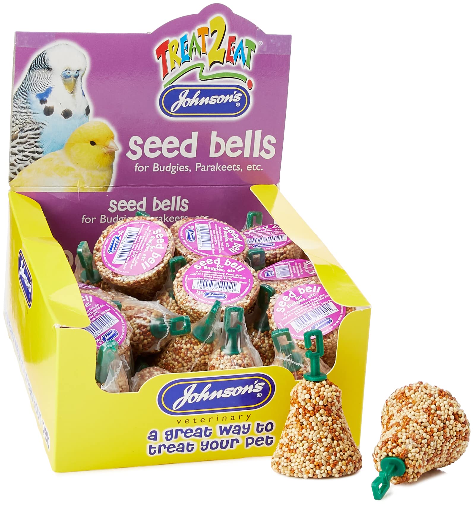 Johnsons Bulk Box Treat 2 Eat Seed Bells For Budgies 1x27