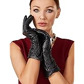 Neiicty Luxury Winter Long Leather Gloves Women Touchscreen Texting Warm Driving Genuine Leather Gloves 13''