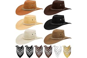 KisSealed 12 Pieces Cowboy Hats and Bandanas Set,Cowgirl Hats Bulk Western Party Costume for Men Woman