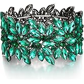EVER FAITH Wedding Elastic Stretch Bracelet Art Deco Vintage Round Marquise-shaped Crystal Wrist Jewelry for Party Prom
