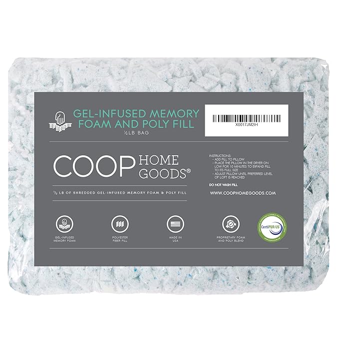 Coop Home Goods Adjustable Shredded Gel Memory Foam and Poly Fiber
