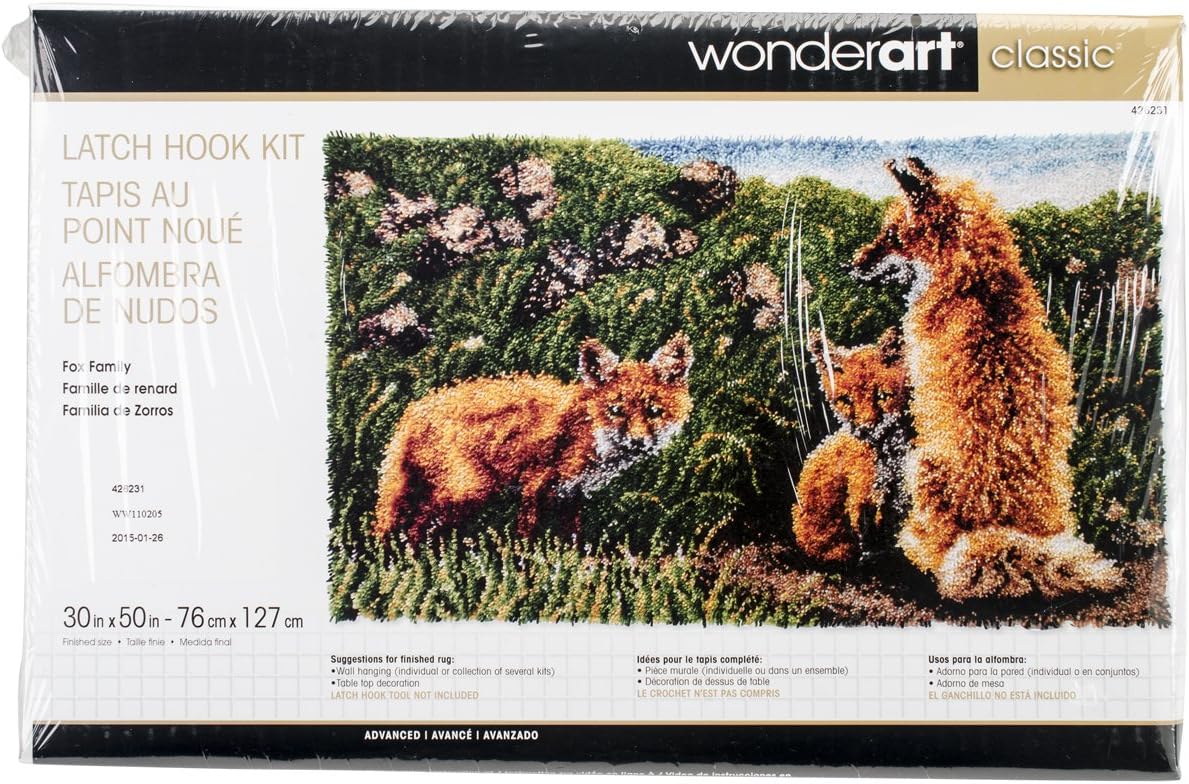 Spinrite Wonderart Classic Latch Hook Kit, 30" by 50", Fox Family