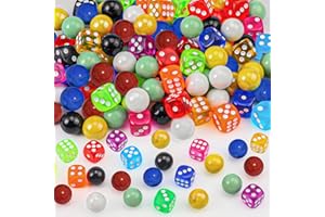 LUYI 60 Pcs Glass Marbles and Dice Set Colored Large Marbles Bulk 6 Sided Mini Loaded Dice Chinese Checkers Marbles Tenzi Dice Games