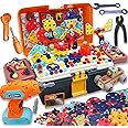 CZOALX Magic Montessori Play Toolbox, Design and Drill Toy, Kids Tool Set Box Kit for Toddler 3-5 Drill and Screw Toys, Building STEM Educational Kids Real Power Tools Toy for Boy Girl