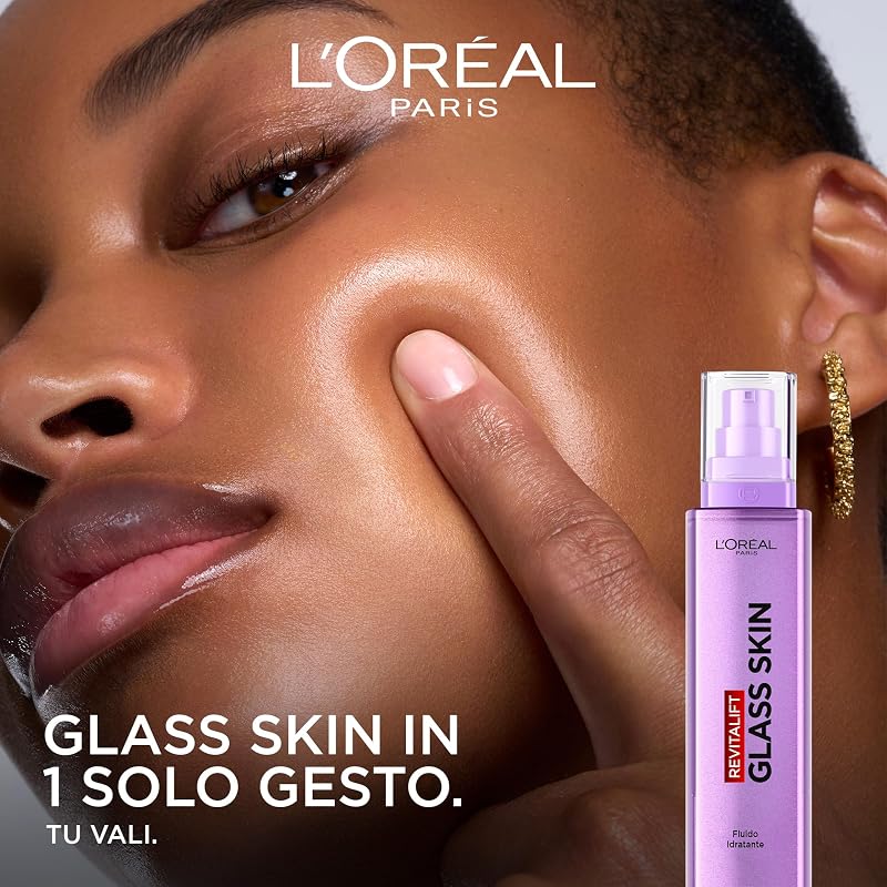 L'Oréal Paris Revitalift Filler Glass Skin Fluido Idratante, 70ml