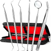 G.CATACC Dental Pick Tools, Plaque Tartar Remover for Teeth Cleaning Kit | 6-in-1 Hygiene Kit, Stainless Steel, Non-slip Grip, Dishwasher Safe, Multi-angle Scrapers, Compact Case, Easy Operation