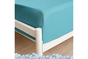 AYASW Fitted Sheet Only Queen Size Deep Pocket 16 Inches Bed Bottom Sheet 1 Piece Soft and Cozy 1800 Brushed Microfiber Wrinkle Fade Resistant Easy Care Teal Stable Holiday Décor