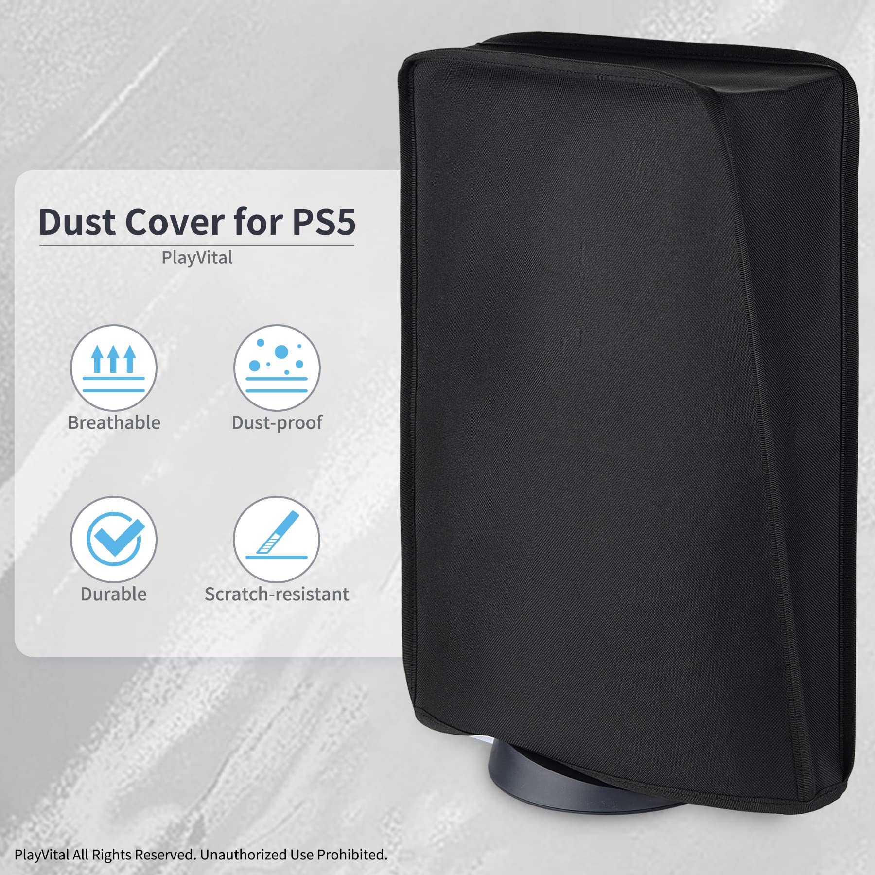 PlayVital Dust Cover for ps5, Anti Scratch Waterproof Cover Sleeve for ps5 Console Digital Edition & Disc Edition