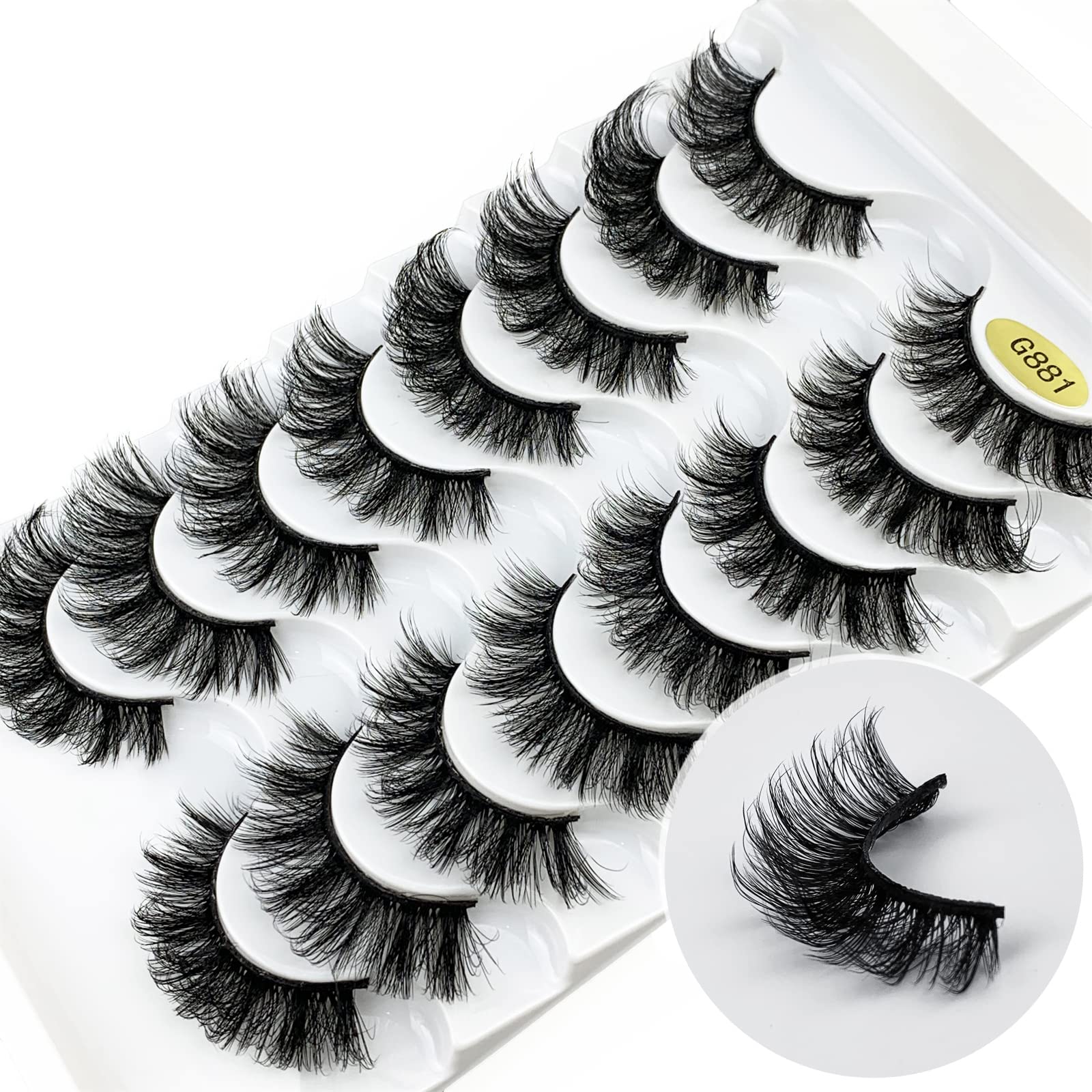 KOKAY False Eyelashes Russian Strip Lashes Faux Mink Lashes 8 Pairs DD Curl, Reusable Fluffy 3D Fake Eyelashes Thick Soft Waterproof for Gift (K001,15MM) — image 1