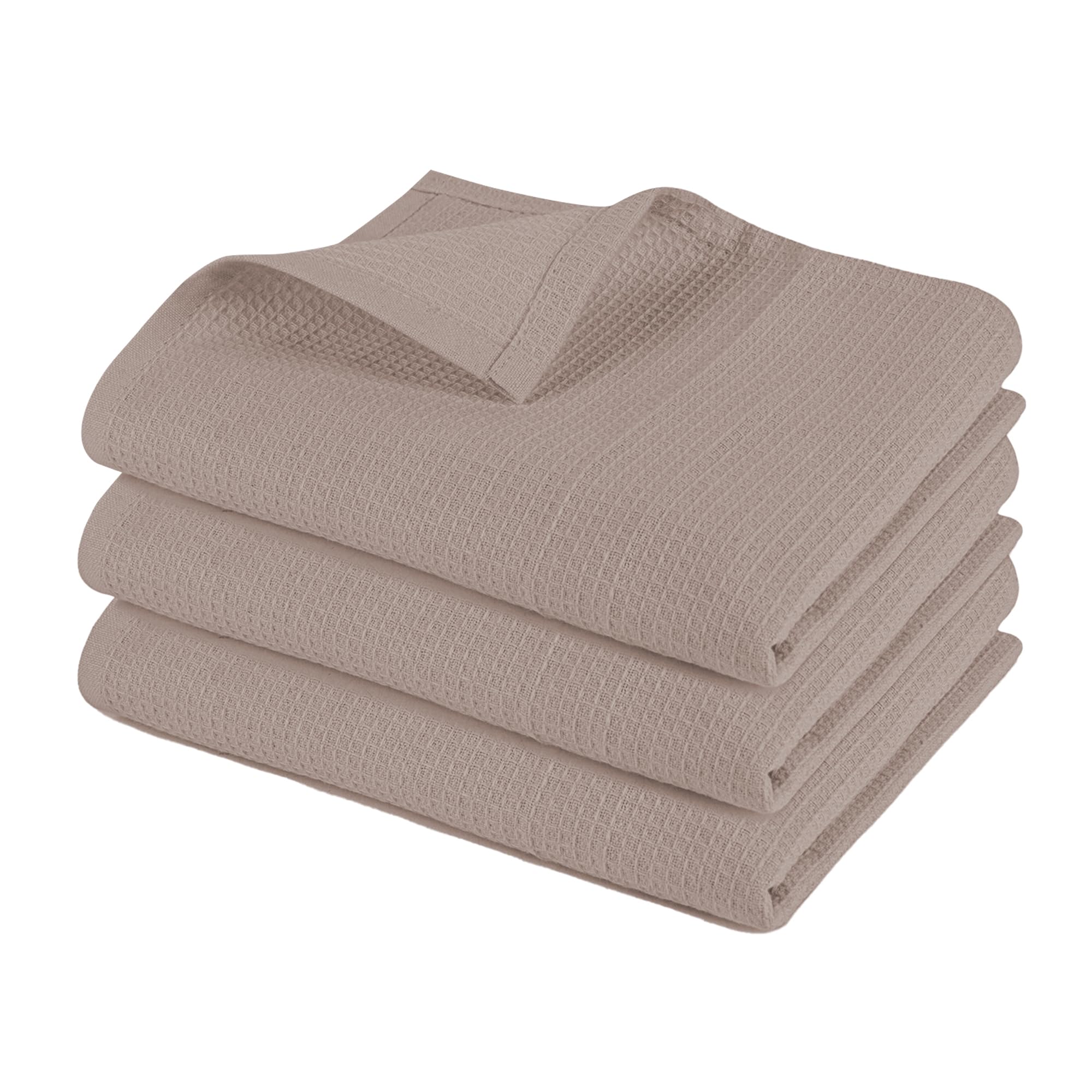 Pagnanno. – Hotel Quality Kitchen Tea Towels & Waffle Weave – Professional Grade Cotton 45 x 70 cm | Super Absorbent and Fast Drying dish, Kitchen and Bar Towels (Pack of 3 (45x70cm), Taupe)