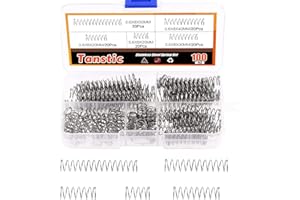 Tanstic 100Pcs Compression Springs Assortment Kit, 5 Different Size Stainless Steel Springs for Most Repair Project, 0.023” W