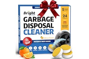 BRIGHT CHOICE Garbage Disposal Cleaner and Deodorizer Tablets - 24 Pack, XL Citrus Foaming Tablet for Kitchen Sink Freshener, Drain Cleaner & Odor Eliminator - 1 Year of Sink Cleaning Supply
