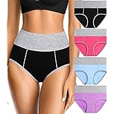 OLIKEME Womens High Waisted Underwear Tummy Control Cotton Full Coverage Ladies Panties Soft Stretch Briefs