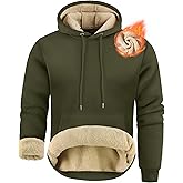 ZITY Men's Sherpa Lined Hoodie Sweatshirts Heavy Pullover Kangaroo Pocket Winter Windproof Warm Fleece Hoodie Athletic