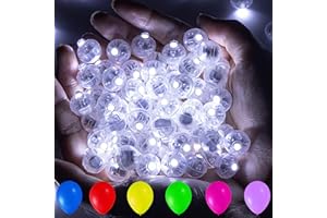 Yooumoga 50pcs LED Balloon Lights, White Mini Round Balls Lights Long Standby Time Flash Ball Lights for Balloon Paper Lantern LED Ball Lamp Waterproof Tiny Led Light for Halloween Christmas Party