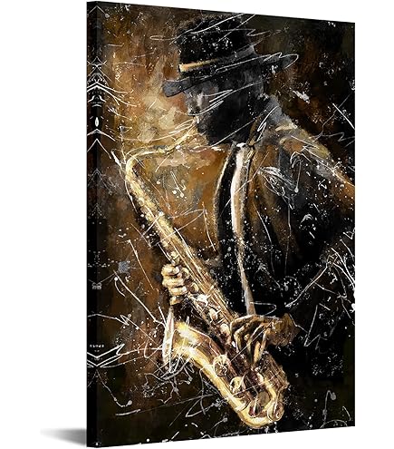 アート・デザイン・音楽 Painting Brown Abstract Jazz Art Wall Art Canvas 0466 | Walls By Me