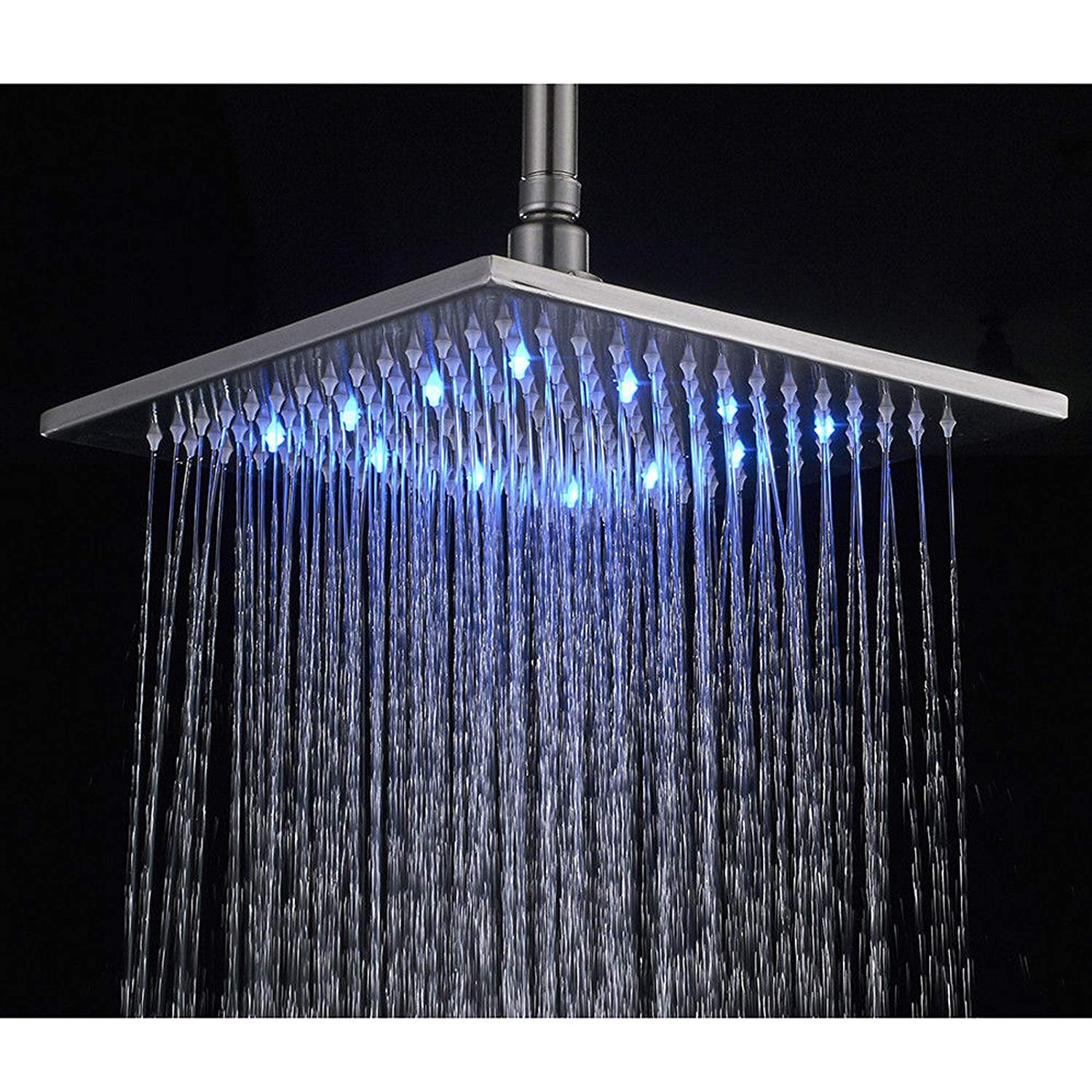 Brushed Nickel Votamuta 12Inch LED Square Rain Shower Head Wall