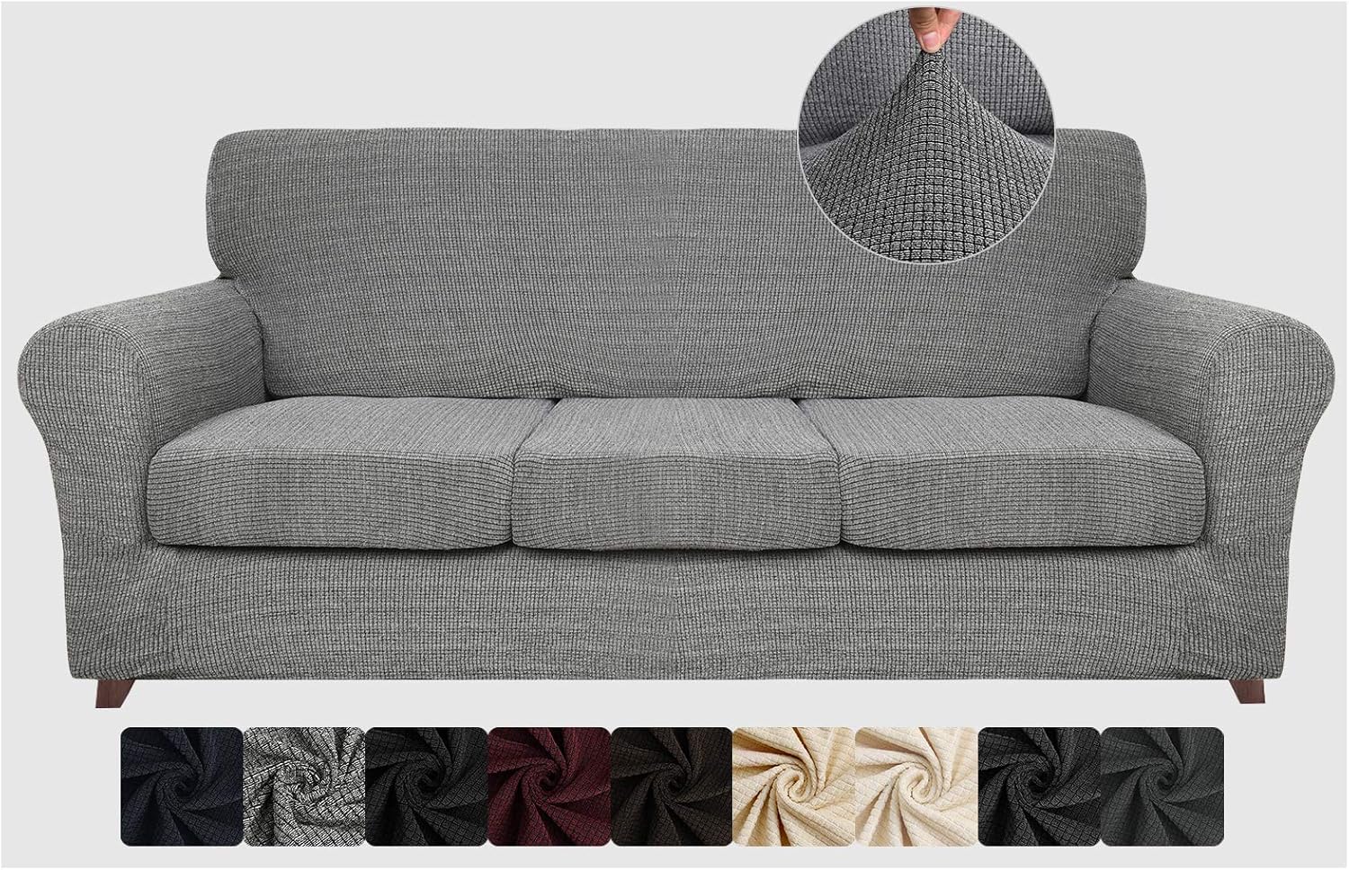 ZNSAYOTX 4 Piece Sofa Covers for Living Room Anti Slip Stretch Couch Covers for 3 Cushion Couch Pets Dogs Sofa Slipcover Machine Washable Furniture Protector (Black and White, Sofa)