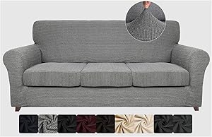 ZNSAYOTX 4 Piece Sofa Covers for Living Room Anti Slip Stretch Couch Covers for 3 Cushion Couch Pets Dogs Sofa Slipcover Machine Washable Furniture Protector (Black and White, Sofa)