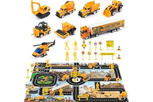 Coolplay Construction Vehicle Set, Truck Toys Construction Cars Toy Dumper, Bulldozers, Forklift, Excavator Little Cars with 