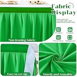 Partisky Green Polyester Table Skirt for Rectangle