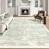 BLISSA Washable 5x7 Area Rugs - Soft Modern Throw Rug for Living Room Non-Slip Ultra-Thin Sage Green Lines Borderd Abstract Carpet for Bedroom Dining Room Rugs for Under Table Nursery Home Decor