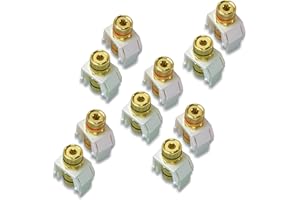 ON-Q Legrand - OnQ Audio Binding Posts, Speaker Binding Post Insert for Audio, Banana Plug Termination, Speaker Binding Posts, White, WP3457WHV5, 5 Pack