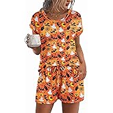 Ekouaer Womens Pajama Sets 2 Piece Soft Short Sleeve Top and Shorts Sleepwear Round Neck Pjs Lounge Set with Pockets