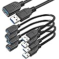 SaiTech IT Paquete de 4 cables de extensión USB 3.0 macho A a hembra A de 5.9 in para portátil/PC/Mac/impresoras, color negro