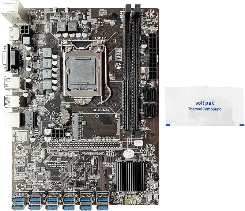 Oikabio B250C BTC Mining Motherboard 12 PCIE USB3.0 LGA1151 DDR4 MSATA ETH