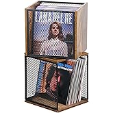 LOFTEY 2 Pack Stackable Vinyl Record Storage, Cube Record Crate Box for LPs | Holds 100-120 Records Total, 110 lb Load Capacity for Stable Stacking, Versatile Storage for Books, Magazines &amp; Toys