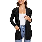 INKOFF Women's Open Front Long Sleeve Lightweight Cardigan Sweaters with Pockets