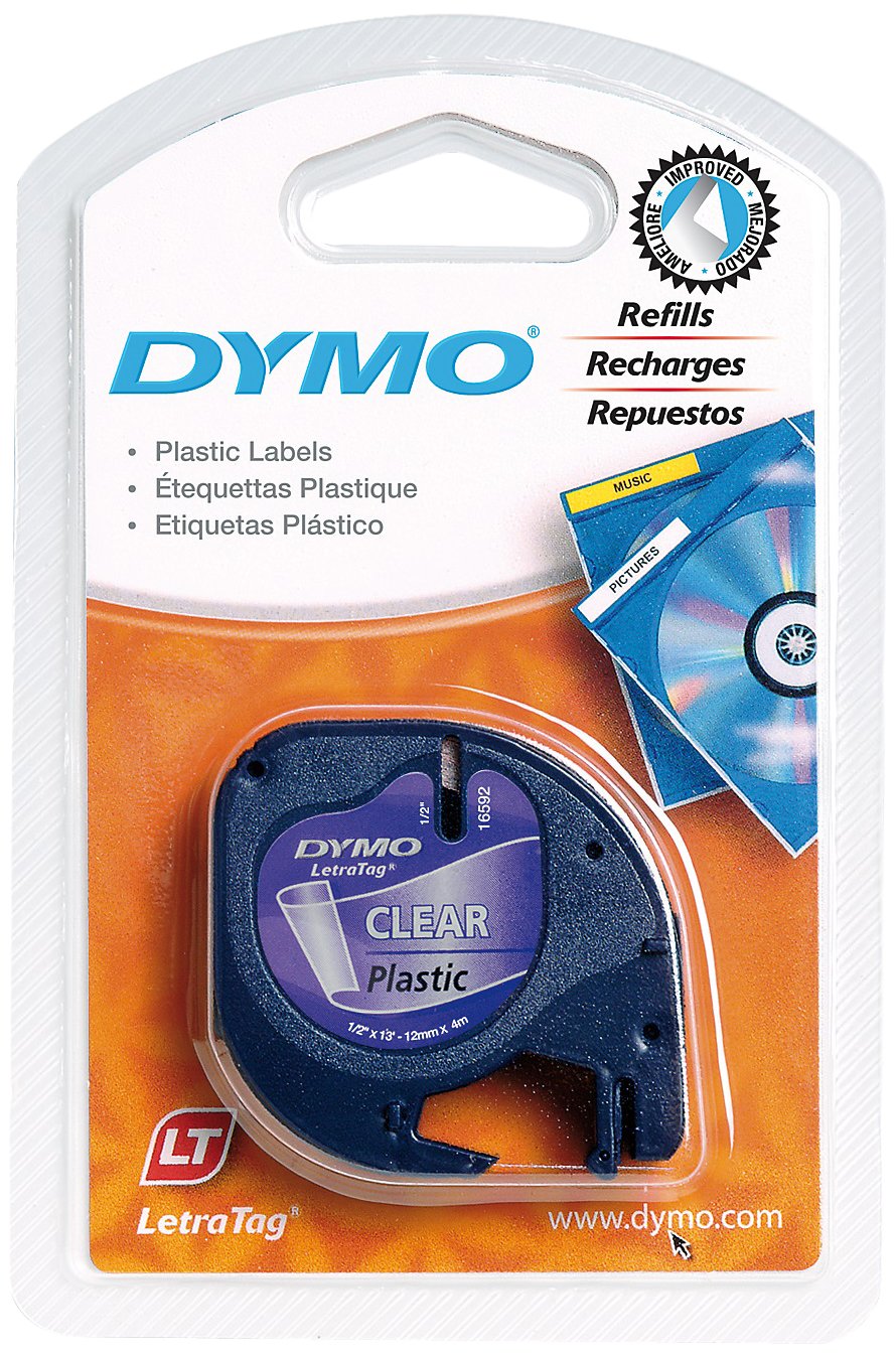 Dymo LetraTag Plastic Label Tape, 12 mm x 4 m Roll Clear Amazon.de