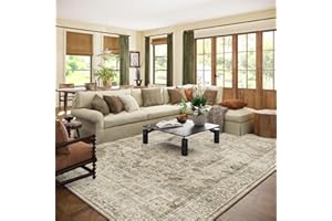 PALOHOM Washable Area Rugs for Living Room: 8x10 Bedroom Area Rugs Boho Vintage Rugs Stain Resistant Non Slip Low Pile Soft Lightweight Carpet for Kitchen Dining Room Farmhouse Nursery Kids Room Home Office