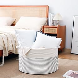 MEGASKET XXXL Large Cotton Rope Blanket Basket for