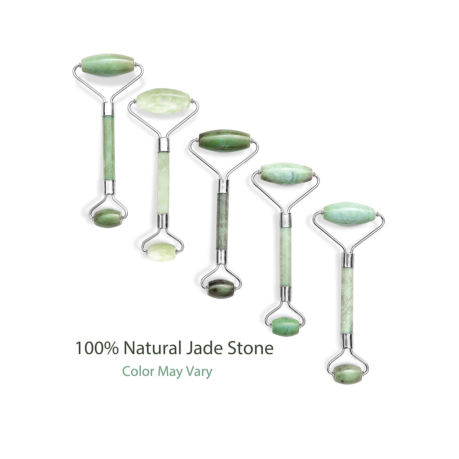 Jade Roller and Gua Sha Set - 100% Natural Jade Stone Face Roller, Dual Sided Massage Roller Stimulates Blood Flow, Relieves Stress, Reduces Signs of Aging, Travel Pouch Included, Gift Box: Beauty