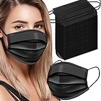 Black Disposable Face Masks, 100 Pack Black Face Masks 3 Ply Filter Protection